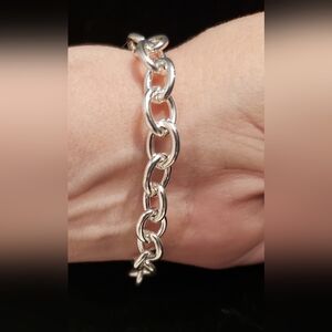 NWOT Sterling Bracelet, Stamped, Chunky, Heavy, 7", Oval Links, Classic, Clasp